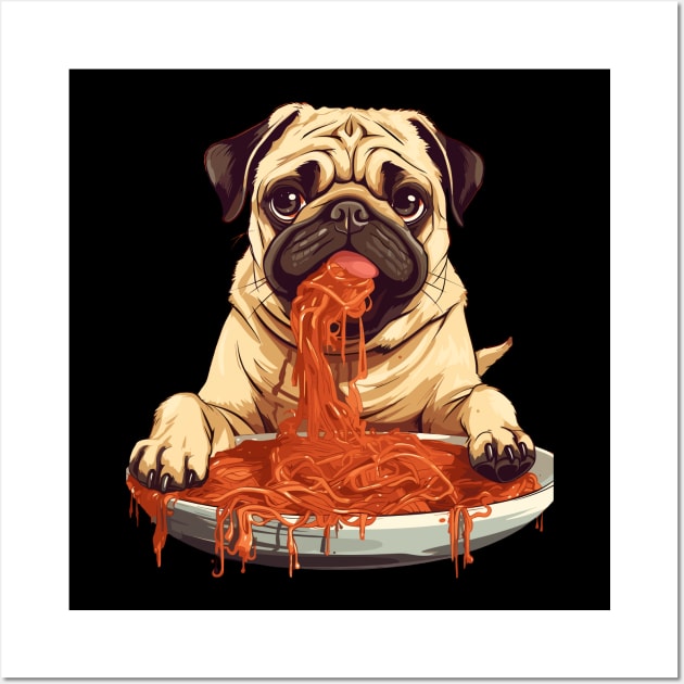 Pug Eating Pasta Wall Art by VisionDesigner